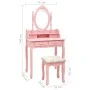 Juego de tocador y taburete madera paulownia rosa 75x69x140 cm by vidaXL, Bedroom Dressers - Ref: Foro24-289315, Price: 170,7...