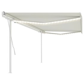 Manual retractable awning with cream LED light 5x3.5 m by vidaXL, Awnings - Ref: Foro24-3070062, Price: 571,04 €, Discount: %