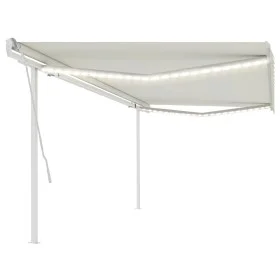 Manual retractable awning with cream LED light 5x3.5 m by vidaXL, Awnings - Ref: Foro24-3070062, Price: 571,62 €, Discount: %