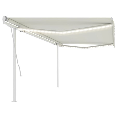 Manual retractable awning with cream LED light 5x3.5 m by vidaXL, Awnings - Ref: Foro24-3070062, Price: 571,04 €, Discount: %