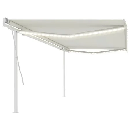 Manual retractable awning with cream LED light 5x3.5 m by vidaXL, Awnings - Ref: Foro24-3070062, Price: 571,62 €, Discount: %