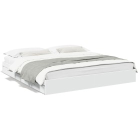 White engineered wood bed frame with drawers 180x200 cm by vidaXL, Beds and slatted bases - Ref: Foro24-3280636, Price: 197,3...