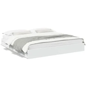 White engineered wood bed frame with drawers 180x200 cm by vidaXL, Beds and slatted bases - Ref: Foro24-3280636, Price: 178,4...