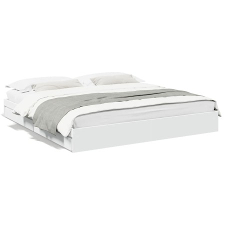 White engineered wood bed frame with drawers 180x200 cm by vidaXL, Beds and slatted bases - Ref: Foro24-3280636, Price: 197,3...