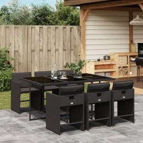 7-piece garden dining set and black synthetic rattan cushions by vidaXL, Garden sets - Ref: Foro24-3277854, Price: 475,93 €, ...