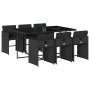 Set de comedor de jardín 7 pzas y cojines ratán sintético negro de vidaXL, Conjuntos de jardín - Ref: Foro24-3277854, Precio:...