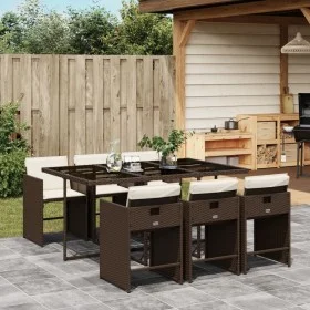 7-piece garden dining set with brown synthetic rattan cushions by vidaXL, Garden sets - Ref: Foro24-3277856, Price: 490,63 €,...