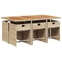 7-teiliges Garten-Essset mit beigen Kissen aus synthetischem Rattan von vidaXL, Gartensets - Ref: Foro24-3277863, Preis: 540,...
