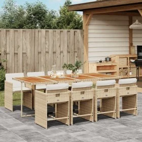 9-piece garden dining set with beige synthetic rattan cushions by vidaXL, Garden sets - Ref: Foro24-3277875, Price: 720,26 €,...