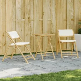 3-Piece Bamboo Folding Bistro Set with Cream White Cushions by vidaXL, Garden sets - Ref: Foro24-3208933, Price: 184,80 €, Di...