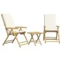 3-Piece Bamboo Folding Bistro Set with Cream White Cushions by vidaXL, Garden sets - Ref: Foro24-3208931, Price: 248,75 €, Di...