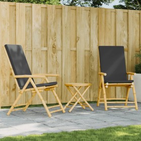 3-Piece Bamboo Folding Bistro Set with Dark Gray Cushions by vidaXL, Garden sets - Ref: Foro24-3208938, Price: 249,71 €, Disc...