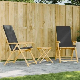 3-Piece Bamboo Folding Bistro Set with Dark Gray Cushions by vidaXL, Garden sets - Ref: Foro24-3208938, Price: 255,29 €, Disc...