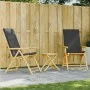 3-Piece Bamboo Folding Bistro Set with Dark Gray Cushions by vidaXL, Garden sets - Ref: Foro24-3208938, Price: 255,29 €, Disc...
