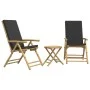 3-Piece Bamboo Folding Bistro Set with Dark Gray Cushions by vidaXL, Garden sets - Ref: Foro24-3208938, Price: 255,29 €, Disc...