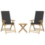 3-Piece Bamboo Folding Bistro Set with Dark Gray Cushions by vidaXL, Garden sets - Ref: Foro24-3208938, Price: 215,82 €, Disc...