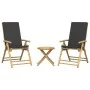 3-Piece Bamboo Folding Bistro Set with Dark Gray Cushions by vidaXL, Garden sets - Ref: Foro24-3208938, Price: 255,29 €, Disc...