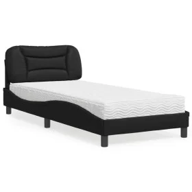 Bed with black synthetic leather mattress 90x190 cm by vidaXL, Beds and slatted bases - Ref: Foro24-3208689, Price: 282,64 €,...