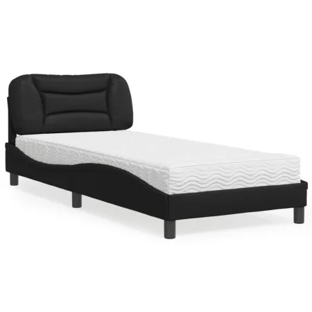 Cama con colchón cuero sintético negro 90x190 cm de vidaXL, Camas y somieres - Ref: Foro24-3208689, Precio: 283,03 €, Descuen...