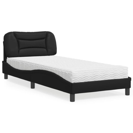 Cama con colchón cuero sintético negro 90x190 cm de vidaXL, Camas y somieres - Ref: Foro24-3208689, Precio: 288,19 €, Descuen...