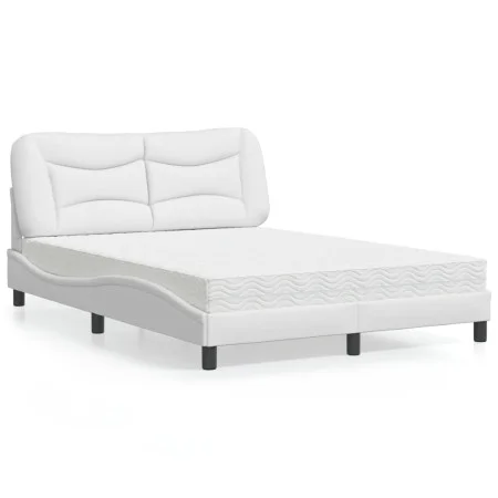 Bed with white synthetic leather mattress 120x200 cm by vidaXL, Beds and slatted bases - Ref: Foro24-3208711, Price: 391,53 €...