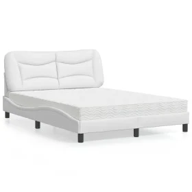Bed with white synthetic leather mattress 140x190 cm by vidaXL, Beds and slatted bases - Ref: Foro24-3208718, Price: 418,41 €...