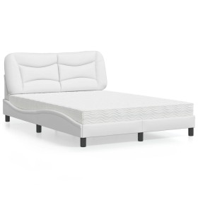 Bett mit weißer Kunstledermatratze 140x190 cm von vidaXL, Betten und Lattenroste - Ref: Foro24-3208718, Preis: 425,47 €, Raba...