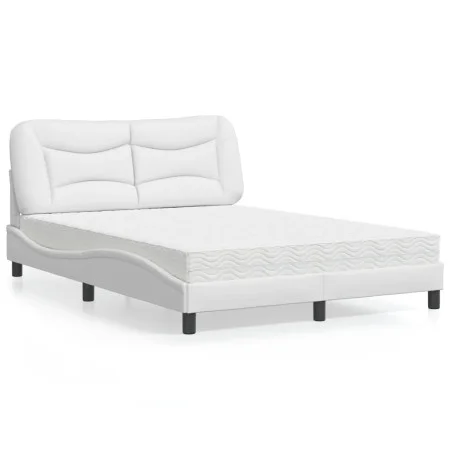 Bett mit weißer Kunstledermatratze 140x190 cm von vidaXL, Betten und Lattenroste - Ref: Foro24-3208718, Preis: 418,01 €, Raba...