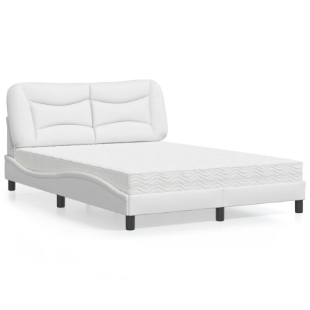 Bett mit weißer Kunstledermatratze 140x190 cm von vidaXL, Betten und Lattenroste - Ref: Foro24-3208718, Preis: 425,47 €, Raba...