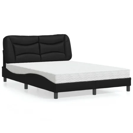 Bed with black synthetic leather mattress 140x200 cm by vidaXL, Beds and slatted bases - Ref: Foro24-3208724, Price: 426,34 €...