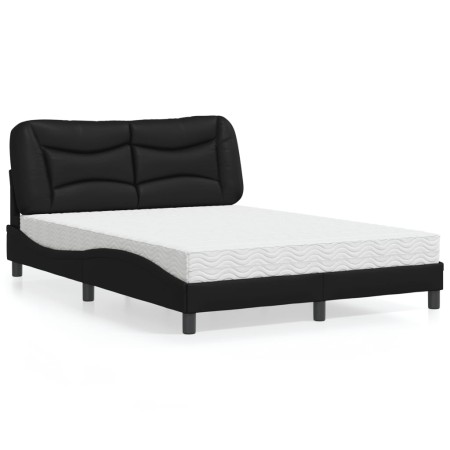 Cama con colchón cuero sintético negro 140x200 cm de vidaXL, Camas y somieres - Ref: Foro24-3208724, Precio: 434,14 €, Descue...