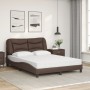 Bett mit brauner Kunstledermatratze 140x200 cm von vidaXL, Betten und Lattenroste - Ref: Foro24-3208726, Preis: 455,79 €, Rab...