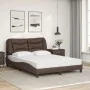 Bett mit brauner Kunstledermatratze 140x200 cm von vidaXL, Betten und Lattenroste - Ref: Foro24-3208726, Preis: 447,81 €, Rab...
