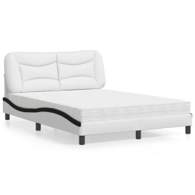 Bett mit schwarz-weißer Kunstledermatratze 140x200 cm von vidaXL, Betten und Lattenroste - Ref: Foro24-3208730, Preis: 429,32...