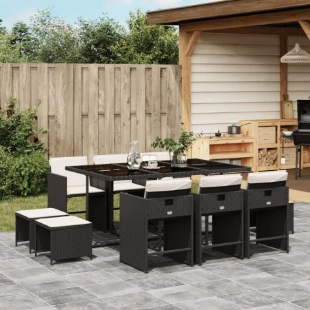 11-piece garden dining set with black synthetic rattan cushions by vidaXL, Garden sets - Ref: Foro24-3277913, Price: 580,58 €...