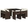 Garden dining set 9 pieces and brown synthetic rattan cushions by vidaXL, Garden sets - Ref: Foro24-3277964, Price: 545,63 €,...