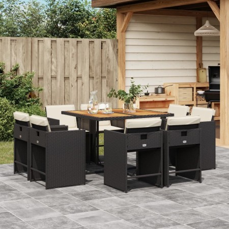 9-piece garden dining set and black synthetic rattan cushions by vidaXL, Garden sets - Ref: Foro24-3277970, Price: 449,13 €, ...