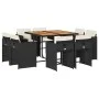 9-teiliges Garten-Essset und schwarze Kissen aus synthetischem Rattan von vidaXL, Gartensets - Ref: Foro24-3277970, Preis: 47...