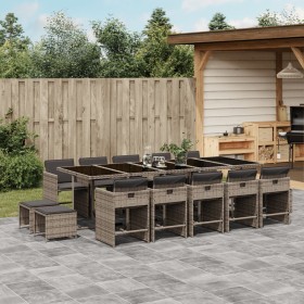 Garden dining set with cushions 15 pieces gray synthetic rattan by vidaXL, Garden sets - Ref: Foro24-3277939, Price: 815,43 €...