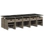 Set comedor de jardín con cojines 15 pzas ratán sintético gris