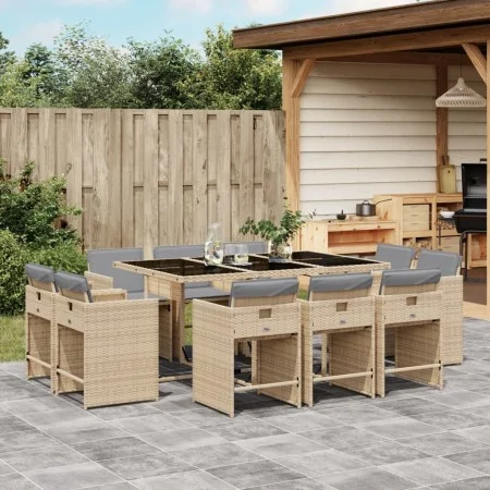 11-piece garden dining set with beige synthetic rattan cushions by vidaXL, Garden sets - Ref: Foro24-3277979, Price: 726,75 €...