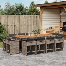 Garden dining set with cushions 13 pieces gray synthetic rattan by vidaXL, Garden sets - Ref: Foro24-3277993, Price: 786,28 €...