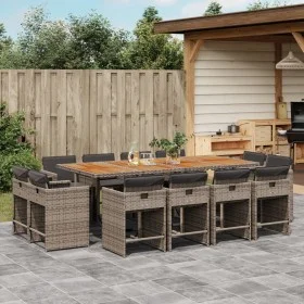 Garden dining set with cushions 13 pieces gray synthetic rattan by vidaXL, Garden sets - Ref: Foro24-3277993, Price: 942,00 €...