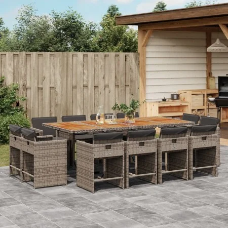 Garden dining set with cushions 13 pieces gray synthetic rattan by vidaXL, Garden sets - Ref: Foro24-3277993, Price: 942,00 €...