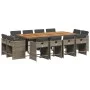 Set comedor de jardín con cojines 13 pzas ratán sintético gris de vidaXL, Conjuntos de jardín - Ref: Foro24-3277993, Precio: ...