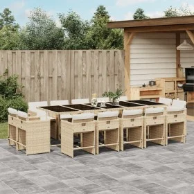 Garden dining set with cushions 15 pieces beige synthetic rattan by vidaXL, Garden sets - Ref: Foro24-3278001, Price: 1,00 €,...