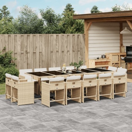 Garden dining set with cushions 15 pieces beige synthetic rattan by vidaXL, Garden sets - Ref: Foro24-3278001, Price: 886,07 ...