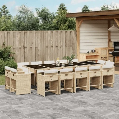 Garden dining set with cushions 15 pieces beige synthetic rattan by vidaXL, Garden sets - Ref: Foro24-3278001, Price: 1,00 €,...