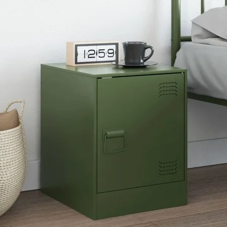 Mesita de noche acero verde oliva 34,5x39x44 cm de vidaXL, Mesitas de noche - Ref: Foro24-841615, Precio: 53,70 €, Descuento: %