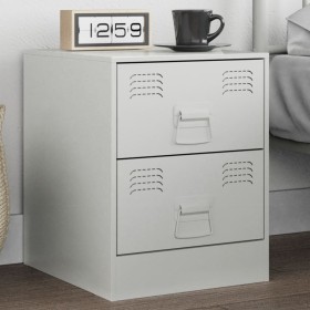 Mesita de noche acero blanco 34,5x39x44 cm de vidaXL, Mesitas de noche - Ref: Foro24-841629, Precio: 53,92 €, Descuento: %